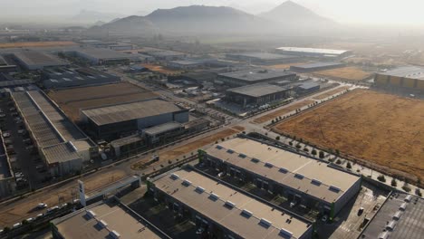 Aerial-shot-of-warehouses-in-industrial-zone