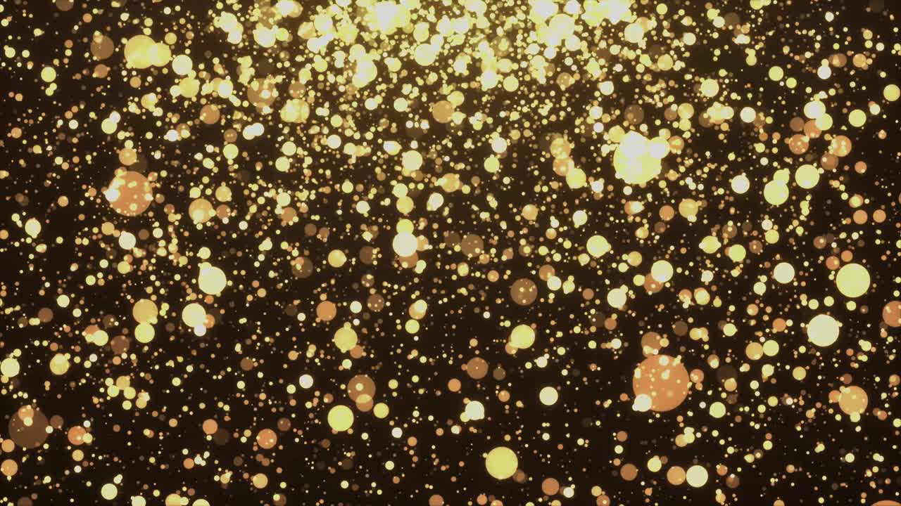 추상적인 루프 배경 애니메이션은 빛의 보케로 날아다니는 반이는 먼지 거품과 눈 입자를 나타니다.