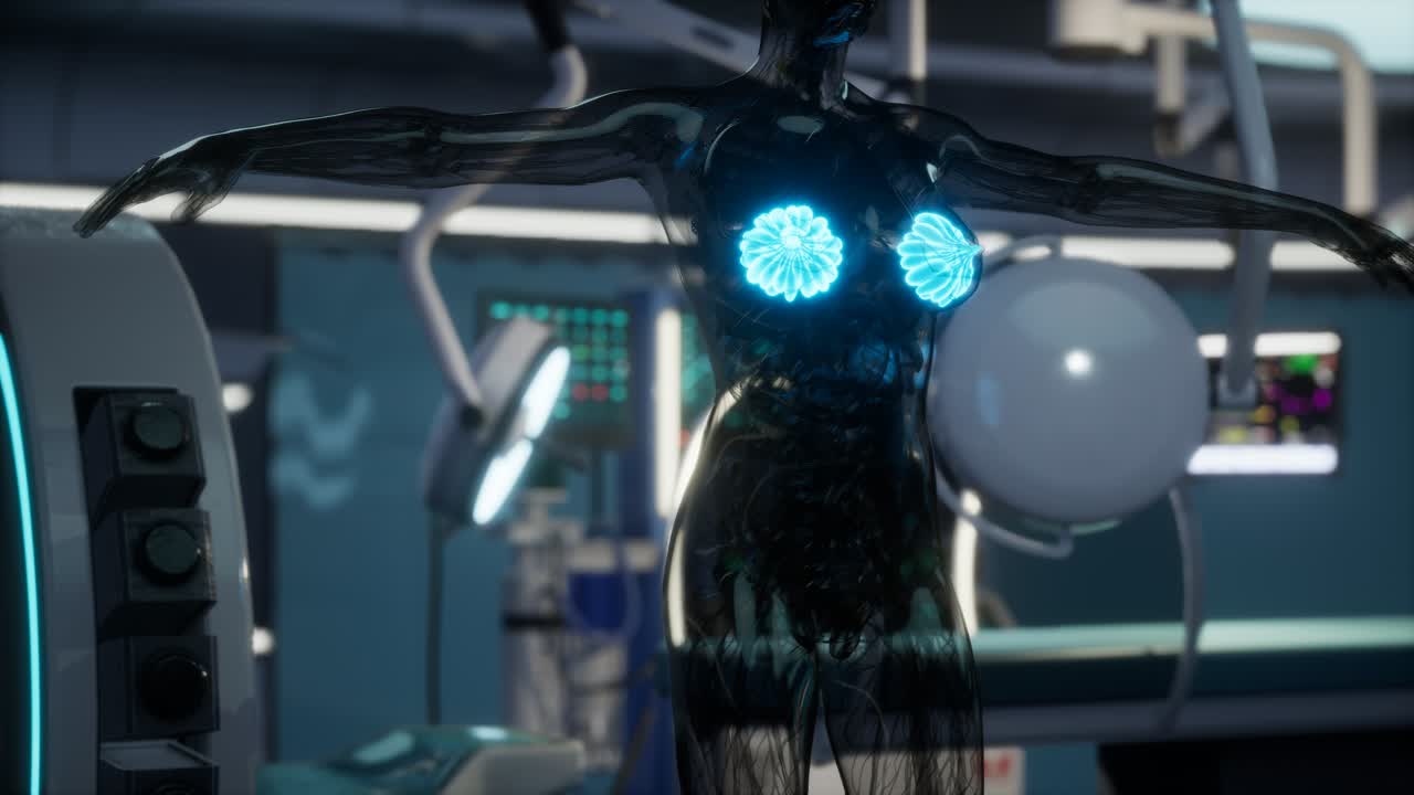 exploración médica del pecho de la mujer