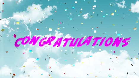 congratulations written on blue sky with clouds