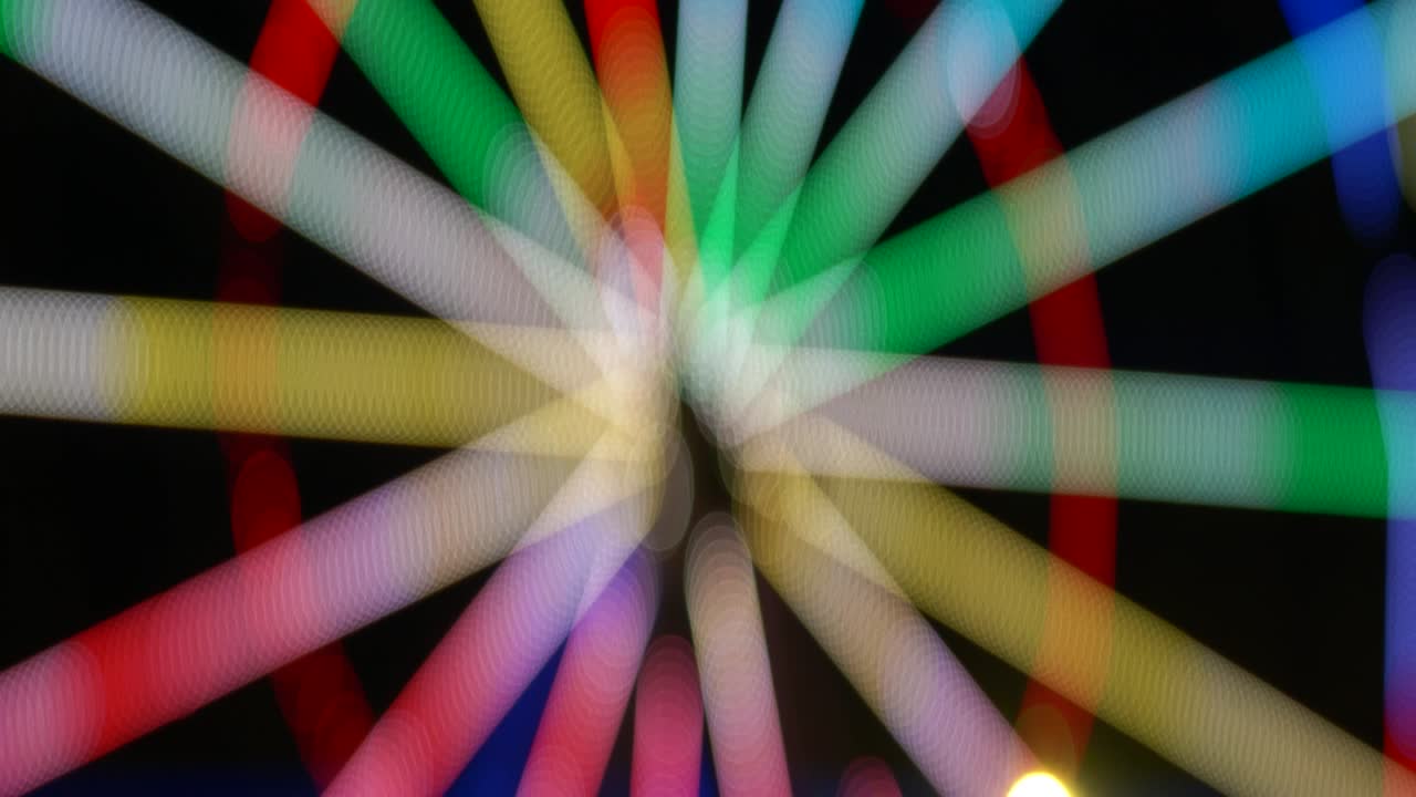 크리스마스 bokeh 네온 박이는 다채로운 불빛, 휴가 어두운 추상적인 배경