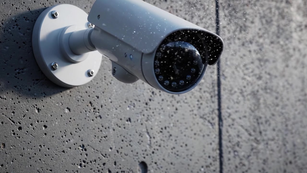 High-Definition Surveillance Camera Mounted on a Concrete Wall Monitors Surroundings with Enhanced Night Vision Capabilities for Security and Safety Purposes