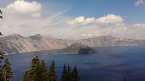 flying towards crater lake island