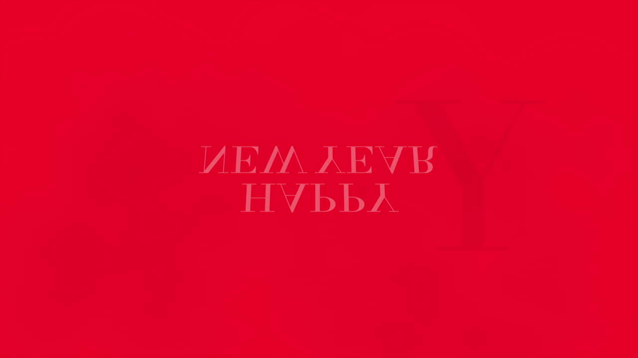 Modern Happy New Year text on red gradient