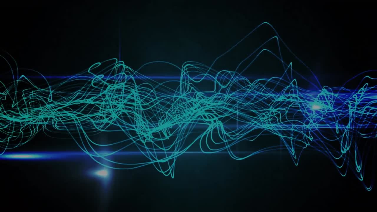 Animation of wave pattern over lens flares against black background