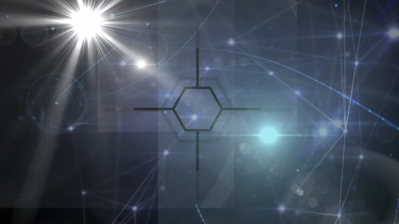 검은 바탕 위의 연결 네트워크의 애니메이션