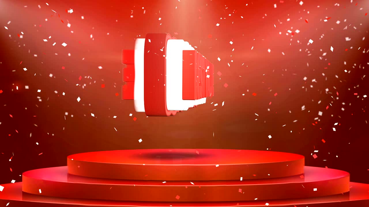 최고의 가치 텍스트 애니메이션 무대 포디움 콘페티 루프 애니메이션