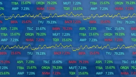 Animation-of-financial-data-processing-over-blue-background