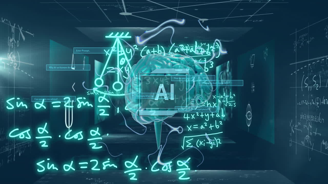 인간 뇌의 애니메이션, 문자 및 수학적 데이터 처리