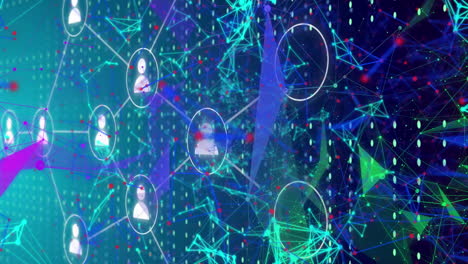 animation of digital icons, connections and data processing