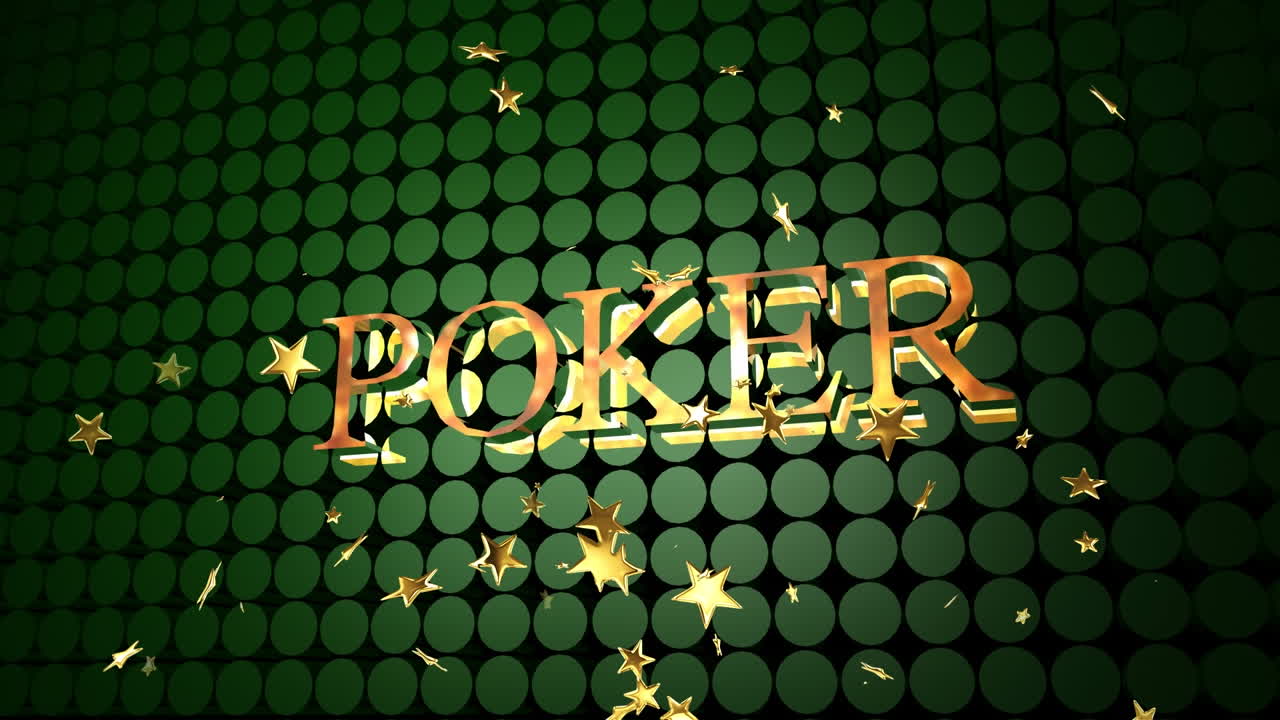 Animation of moving stars over poker text and green circles
