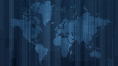 mapa del mundo azul pixelable en bucle con movimiento vertical digital con rayas de cámara lenta superpuestas, píxeles y efecto de mosaico brillante