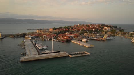 sunset near the world heritage site of nesebar in bulgaria