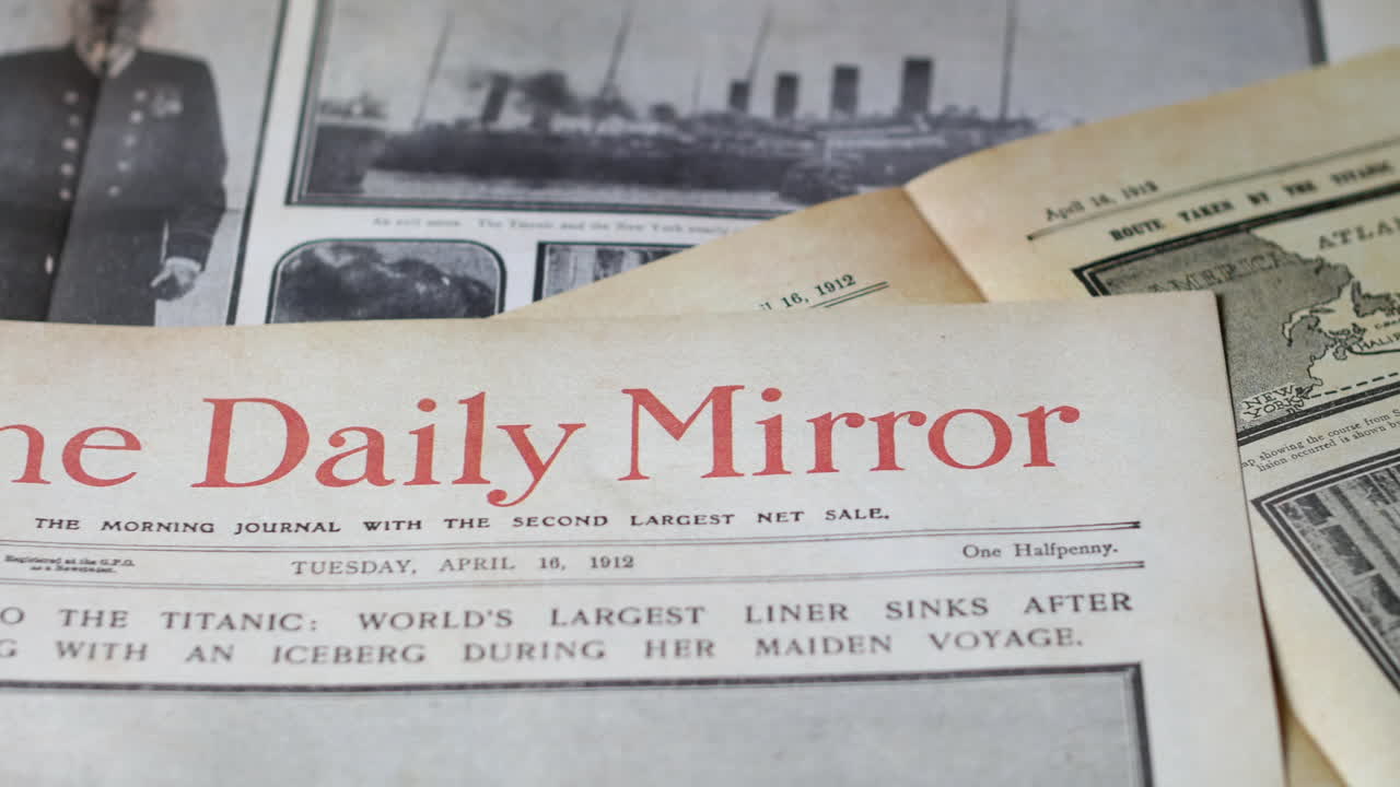 Daily mail newspaper front featuring the captain of the titanic ship in 1912