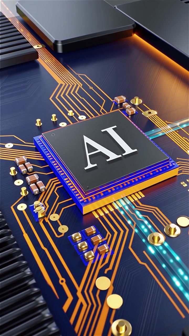 Futuristic AI Chip Motherboard Technology Background