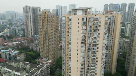 Aerial-rotating-shot-of-the-large-Chengdu-Residential-apartment-complexes-in-China