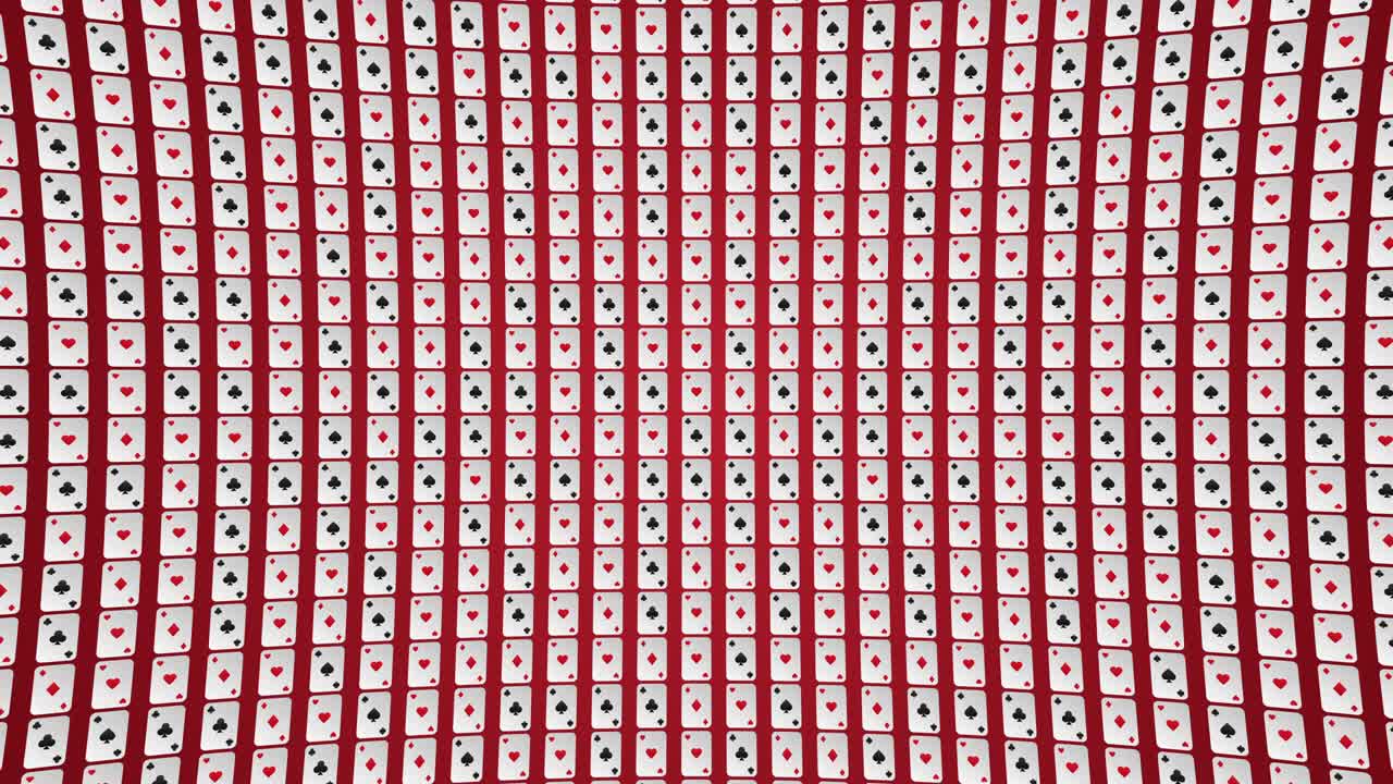 cartas de juego trajes corazones diamantes palos picas patrón fondo animado