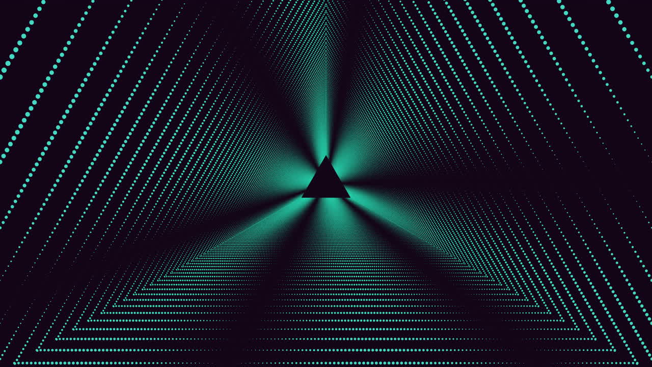 A vivid 3D-rendered tunnel showcases a mesmerizing geometric design with intricate patterns along the walls, leading towards a brilliant light at the end, giving the illusion of depth and motion