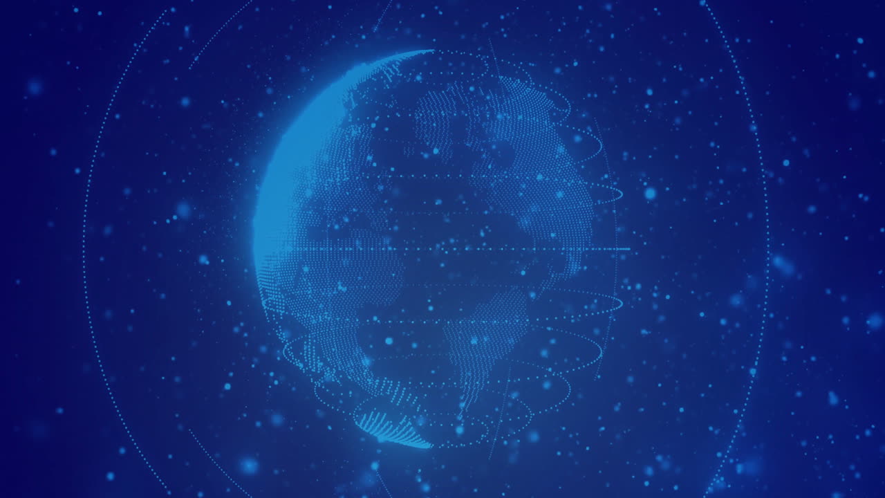 Animation of globe over light spots on blue background