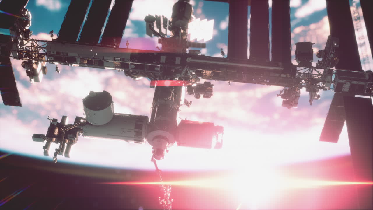 Vista della Terra e Stazione Spaziale Internazionale in orbita attorno alla Terra