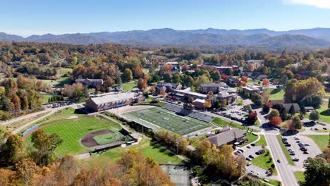 aerial high shot over mars hill and mars hill univeristy