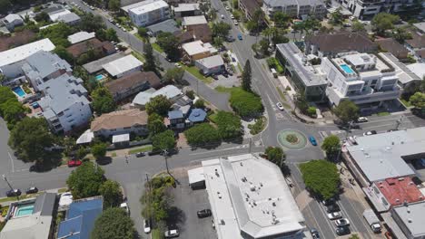 aerial view of roundabout and surrounding buildings