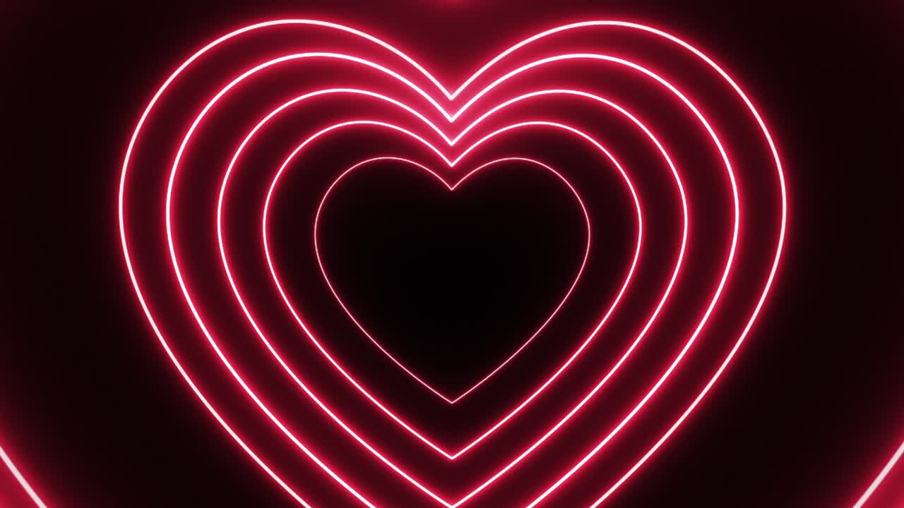 4k 분홍색 심장 네온 빛 vj 루프 추상적인 배경 루프 애니메이션 발렌타인 데이 심장 연인 아름다운 배경