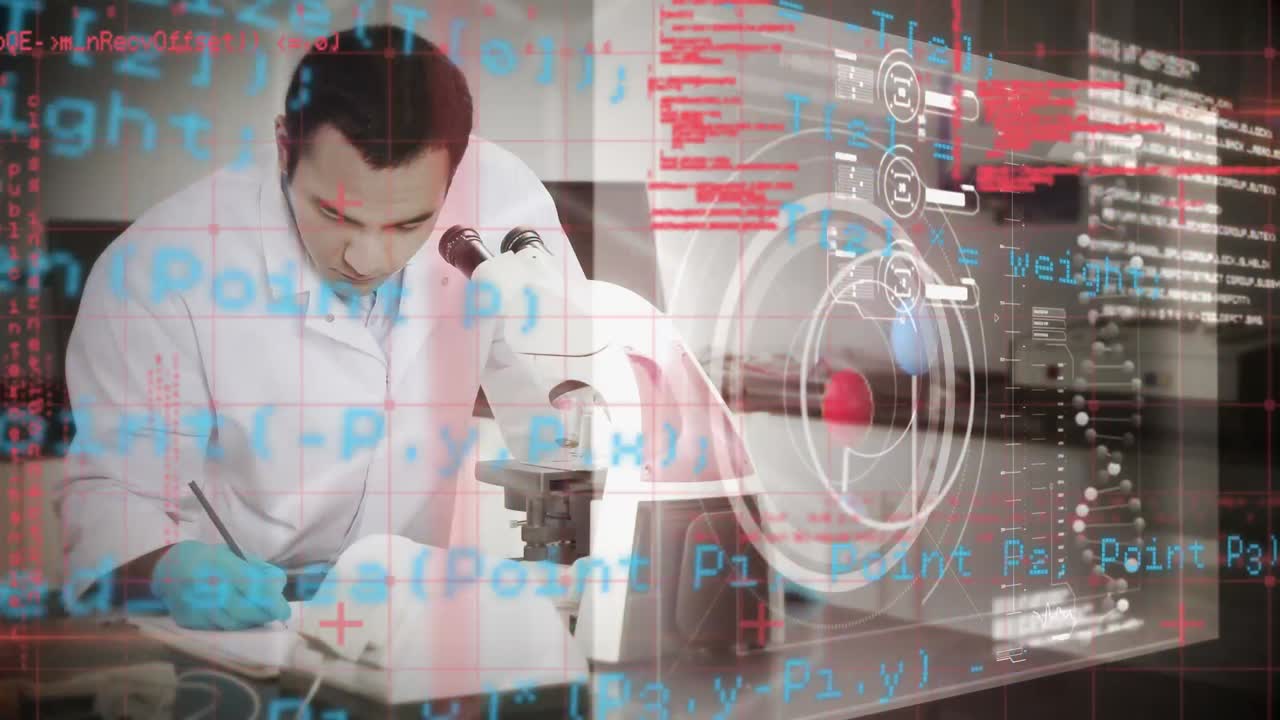 animación del procesamiento de datos científicos sobre el científico