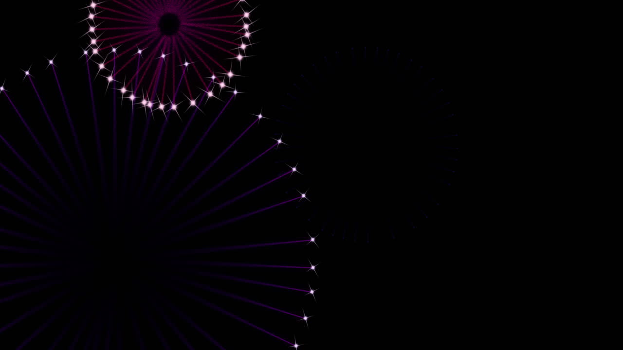 Animation of fireworks exploding over black background