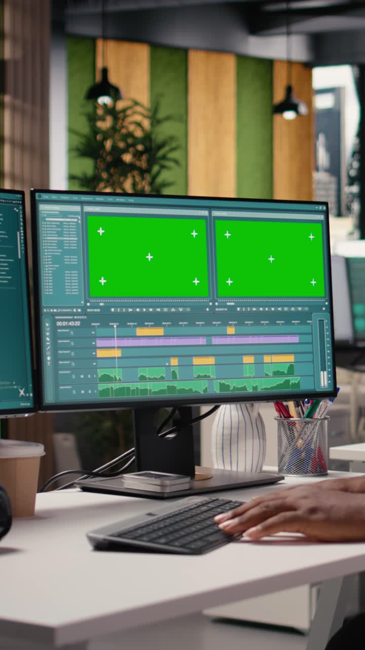 Video Verticale: Mockup su Green Screen, Video di Marte Generato da AI, Doppi Monitor
