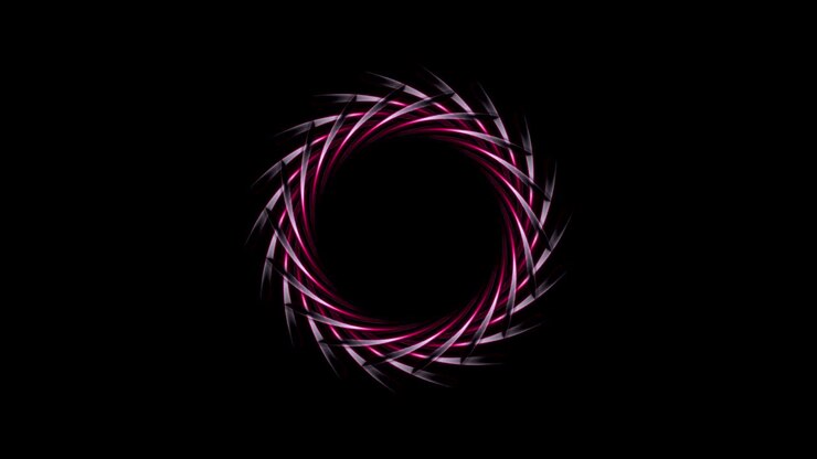 Animazione video con logo astratto a cerchio viola su sfondo nero