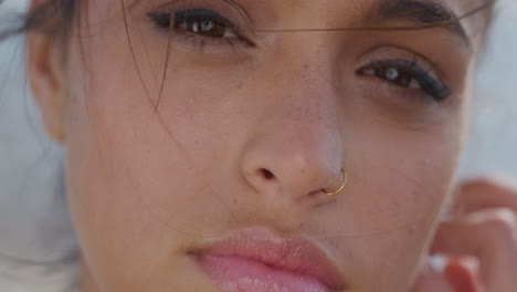 close up beautiful mixed race woman smiling