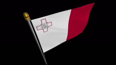 loop video of maltaflag  fluttering in the wind, slow motion video of 4k , with alpha channel