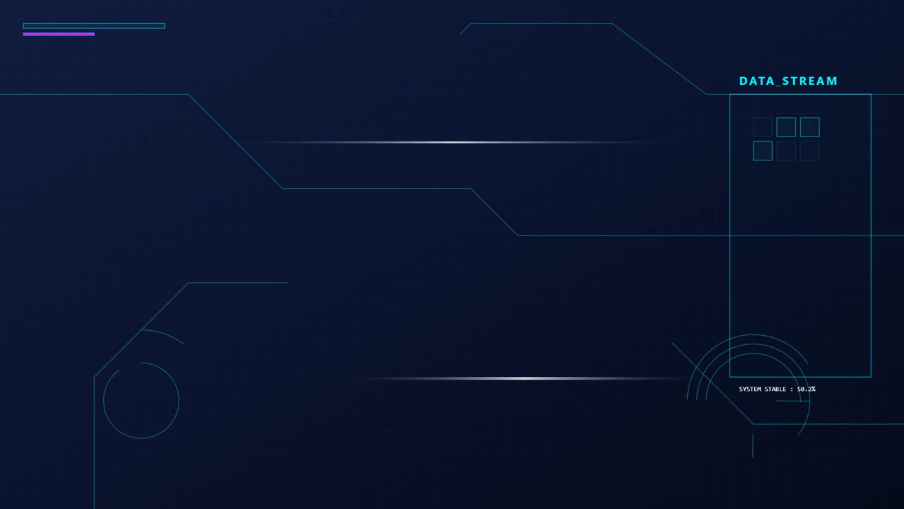 Futuristic Digital Data Stream Interface with HUD Elements