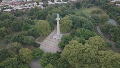aerial view of fort greene park on an overcast morning. shot during the summer in brooklyn, new york city.