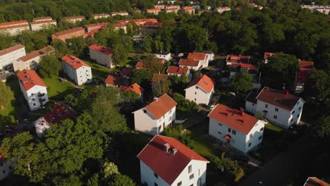 amazing aerial footage over the suburban part of gothenburg, sweden called karralund-2