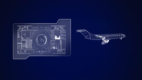 Animation-of-3d-airplane-drawing-with-scope-scanning-and-data-processing