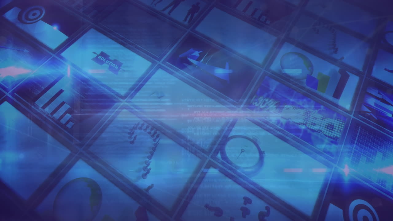 Animation of data processing over videos and light trails