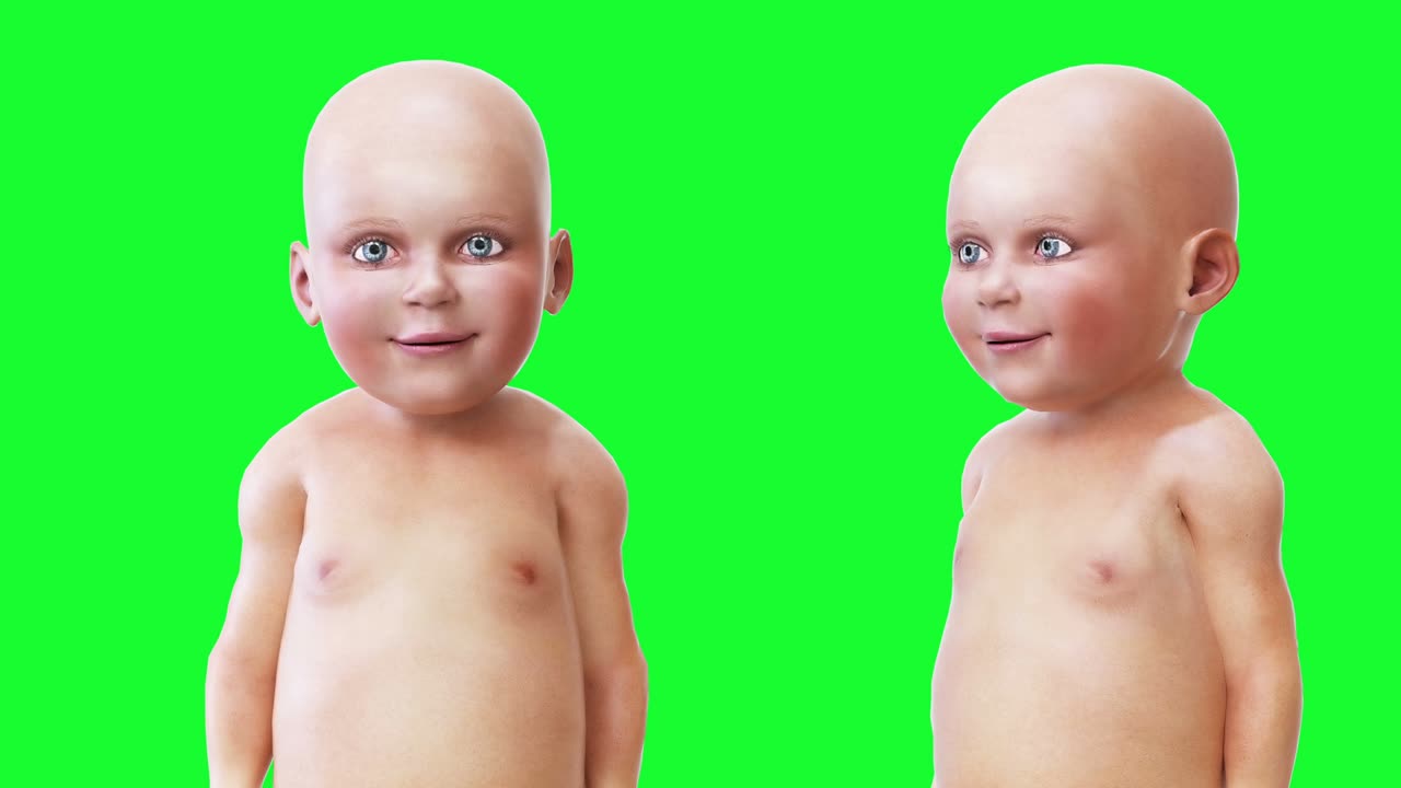 bebé de habla graciosa, niños. pantalla verde animación realista.