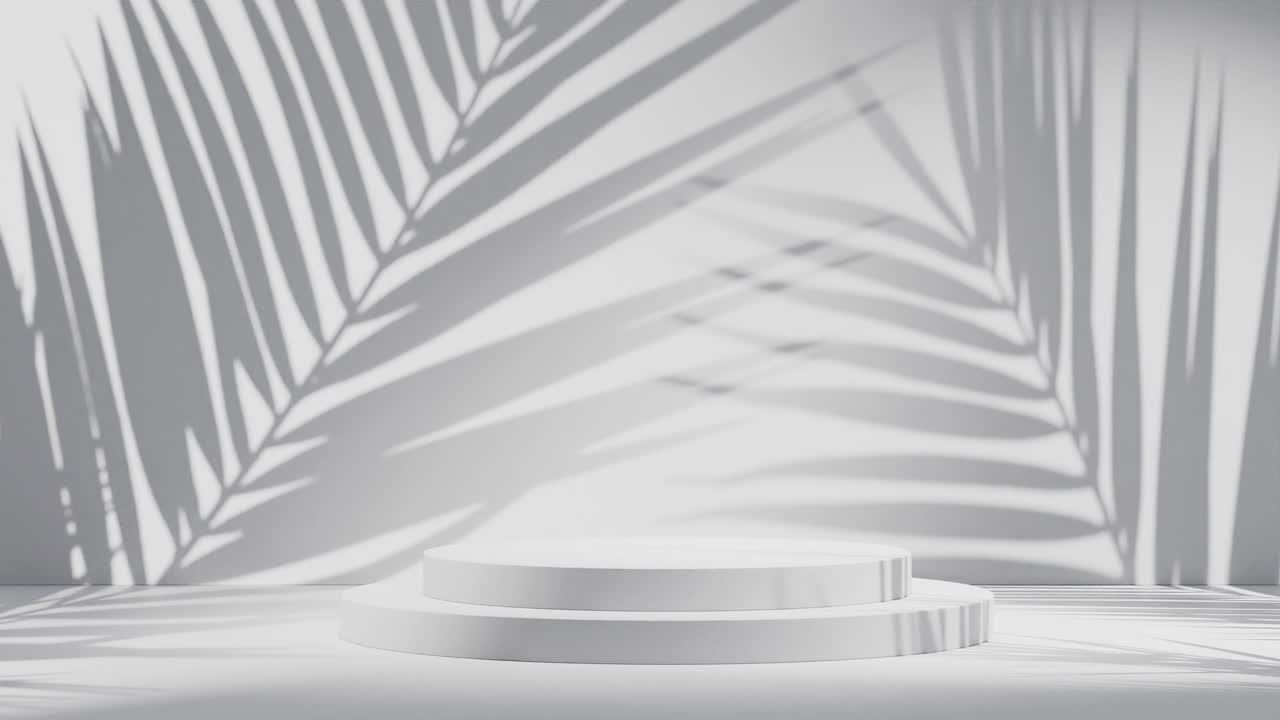 Minimalistisk sort display til kosmetikbaggrunds-produktstand med strandstemning, 3D-rendering, 3D-illustration animationsloop