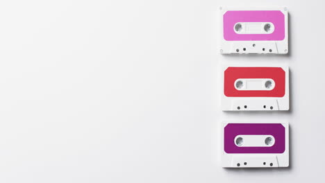 video of retro tapes with copy space on white background