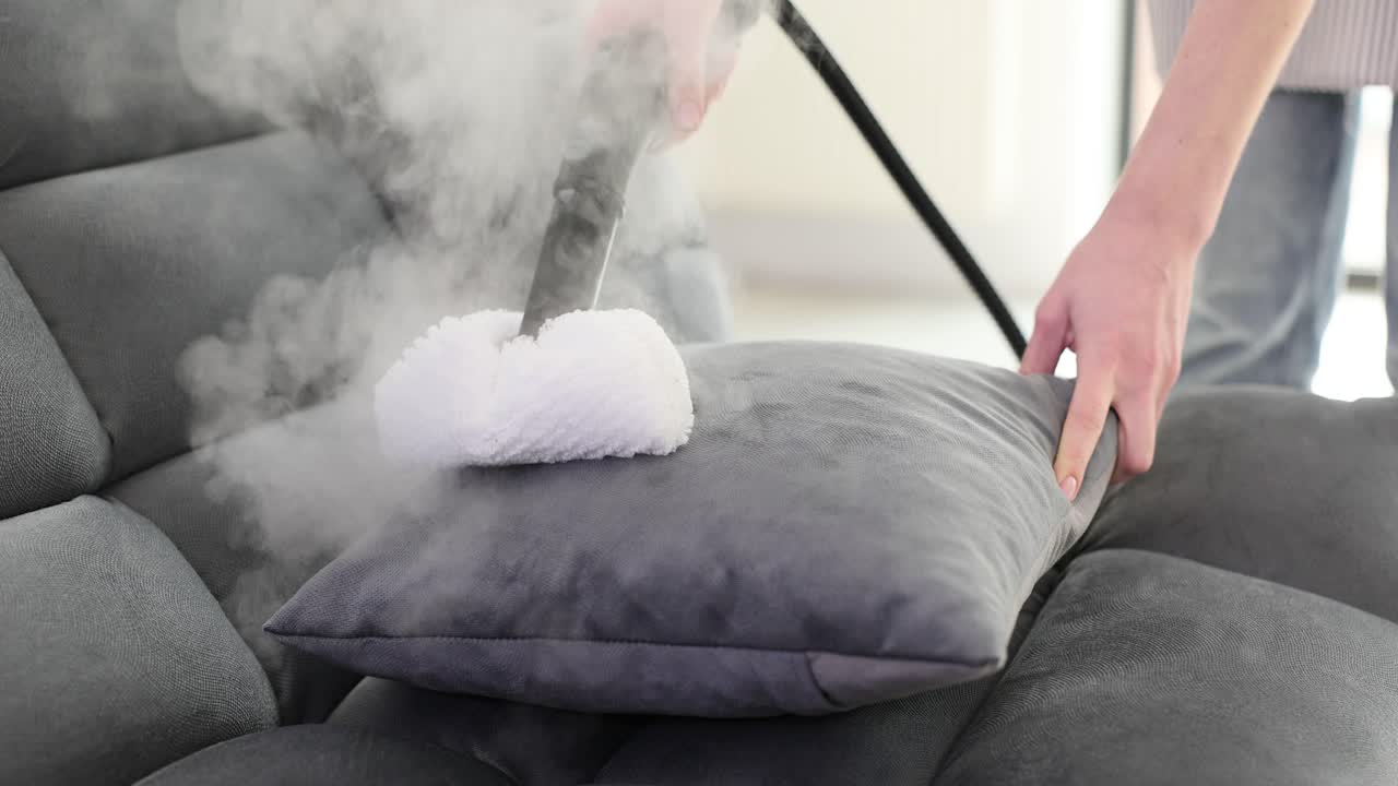 Steam Cleaning a Sofa Cushion