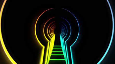 neon tunnel with rainbow colors