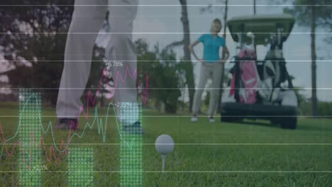 Animation-of-data-processing-over-male-golf-player-on-golf-course