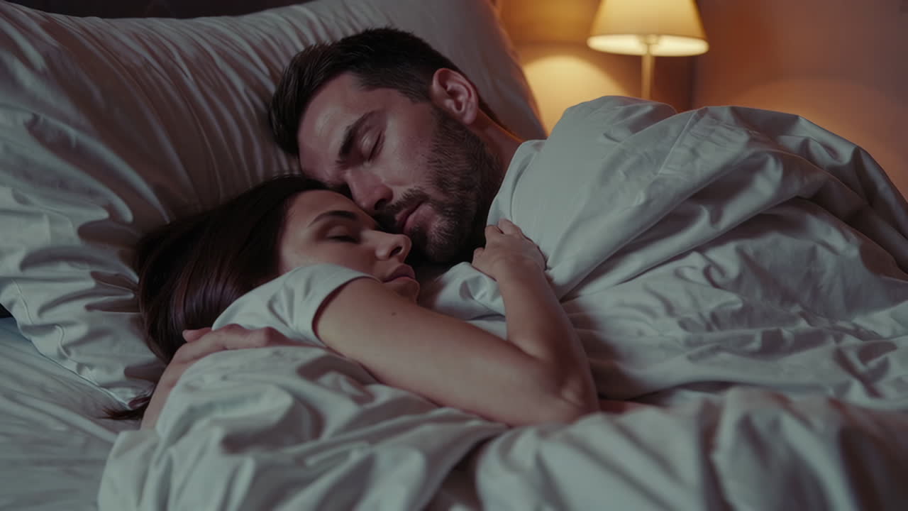 Pareja durmiendo en la cama