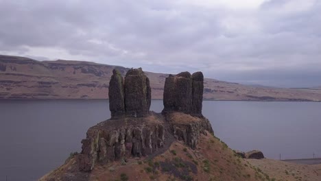 geological rock formation called twin sisters, volcanic basalt plugs