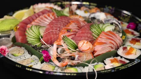 rotating display of a diverse sushi selection