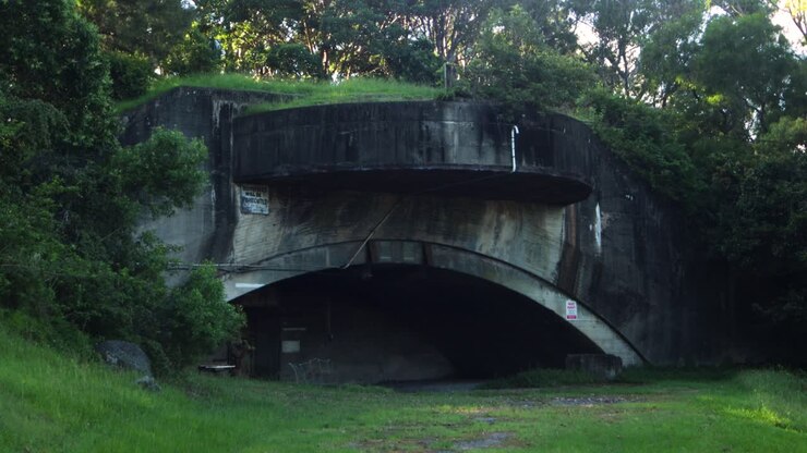 Wide Static view of Abandoned World War II Bunker