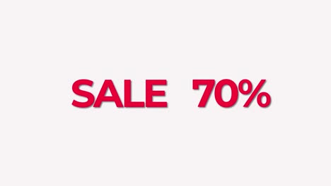 animación de texto de venta. texto rojo en fondo blanco. porcentaje de descuento variable. animación de bucle 4k. introducción de video para sitio web, redes sociales, presentaciones.