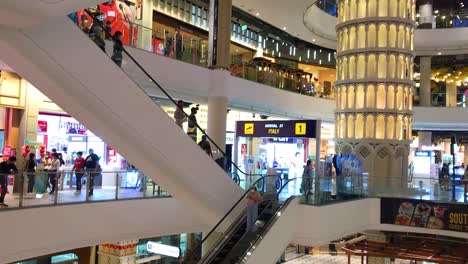 inside terminal 21 department store with customers wearing face masks go shopping in the era of the covid-19 virus spreading.